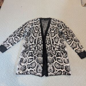 1. State Snakeskin Print Long Open Front Cardigan